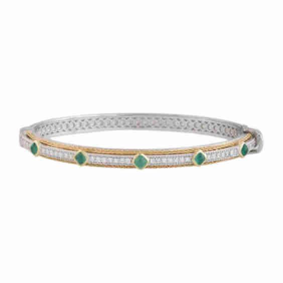 Emerald Diamond Bangle Bracelet