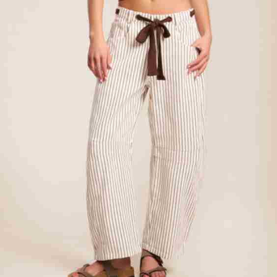 High Rise Striped Barrel Pants