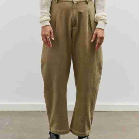 Sand-Washed Curve Legged Trouser