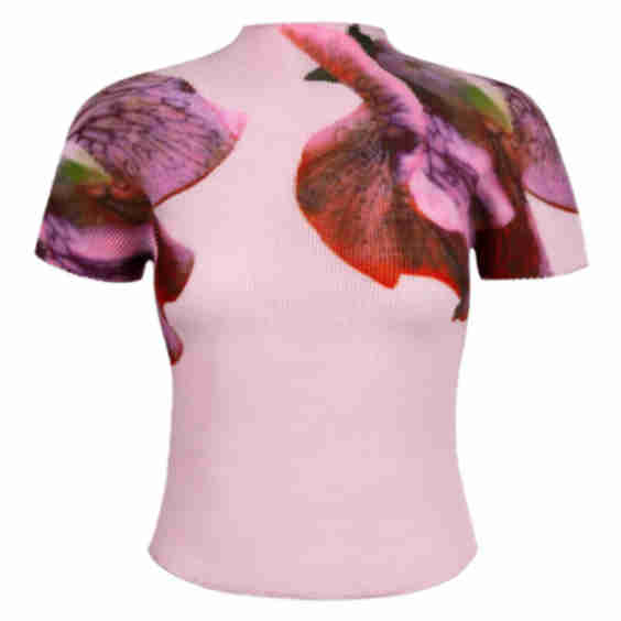 Agata Coral 3D Honeycomb Short Sleeve Texture Top