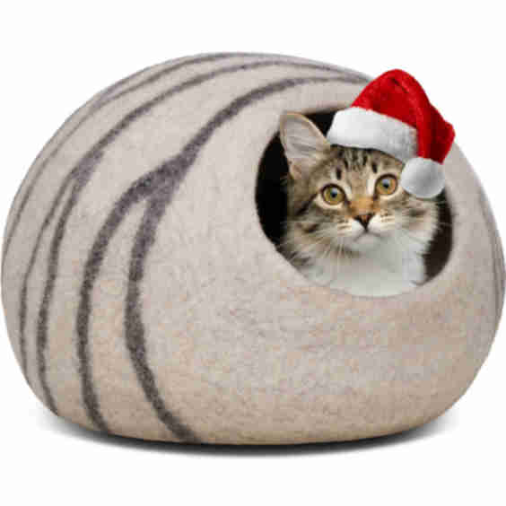 Premium Felt Cat Bed Cave - Handmade Merino Wool Bed 
