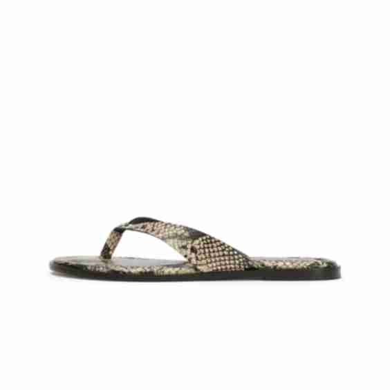 Snakeskin Round Toe Slip On Flip Flops Sandal