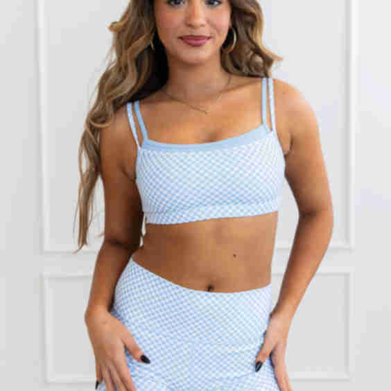 Gracie Double Layer Adult Top - Blueberry Gingham
