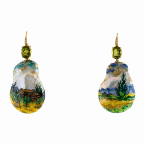 14K Pearl, Peridot & Diamond Wheatfield Enhancers Drop Earrings
