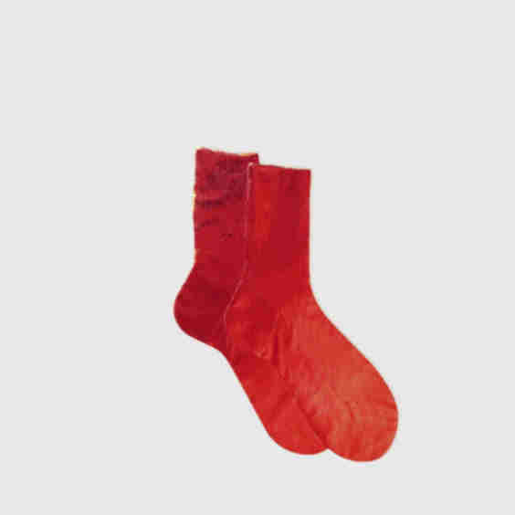 One Ribbed Laminated Silk Socks