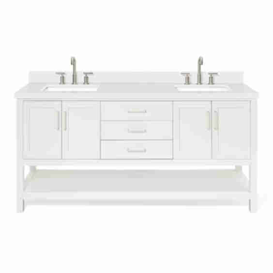 Undermount Double Sink Bathroom Vanity With Quartz Top