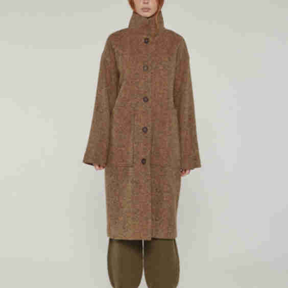 Wool High-Neck Maxi Coat 