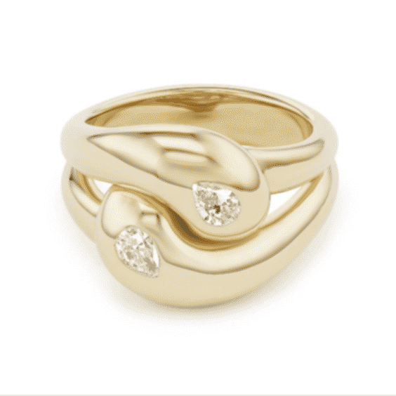 Mini Knot Ring with Diamond Pears 3.5