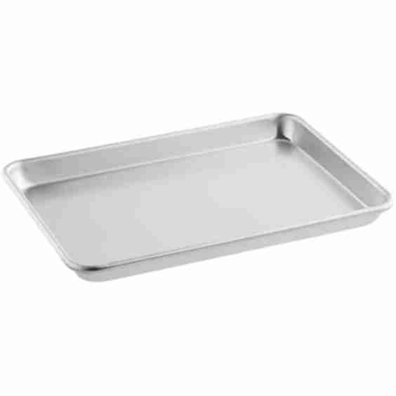 Eighth Size 6 1/2" x 9 1/2" 19 Gauge Wire in Rim Aluminum Bun Pan / Sheet Pan