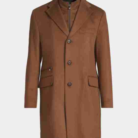 Virgin Wool Single Breasted Top Coat With Zip Insert