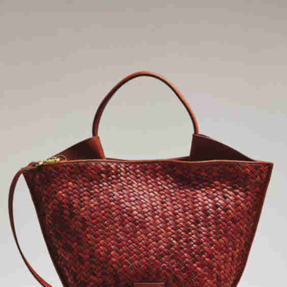 Austin Large Woven Leather Top Handle Bag
