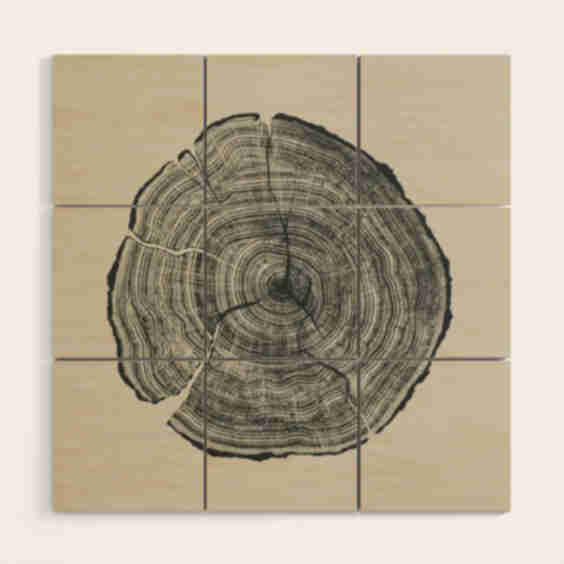 Hand-Drawn Oak Wood Wall Art