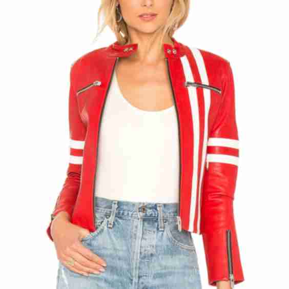 Ferrera Striped Leather Racer Jacket