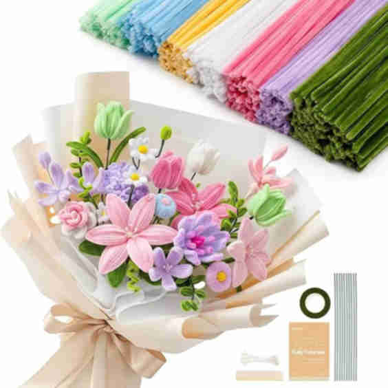 Caydo 500 Pieces Pipe Cleaners Flower Kit