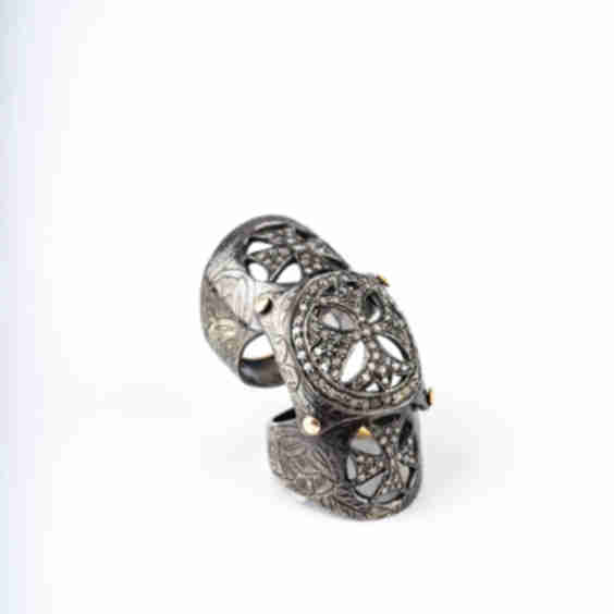 Medieval Knuckle Ring with Diamonds