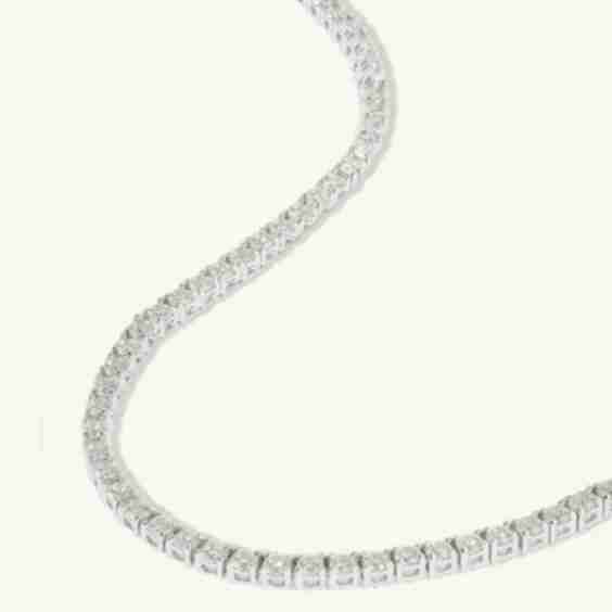 Pave 925 Sterling Silver Tennis Necklace
