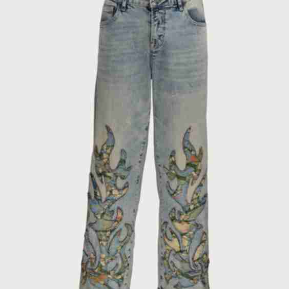 Grindhouse Wide Leg Denim Flame Pants