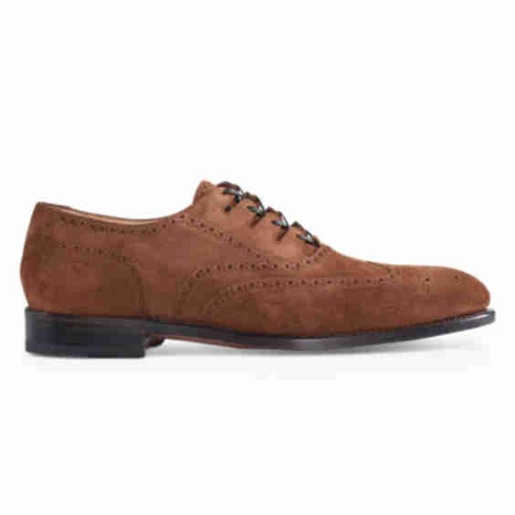 Suede Brogue Wingtip Derby Loafers