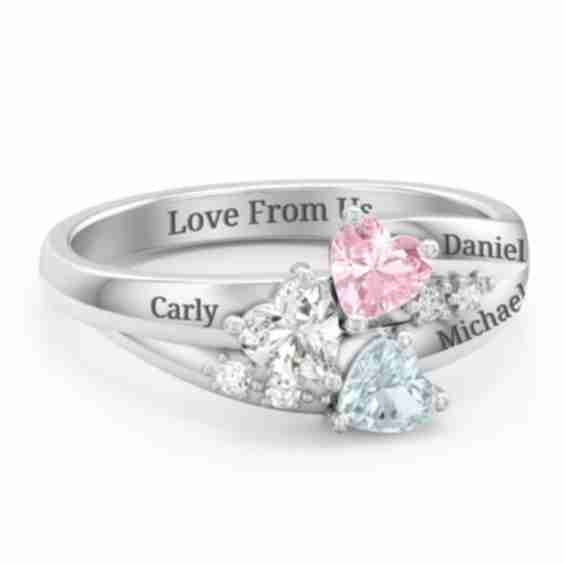 Heart Cluster Ring with Accents