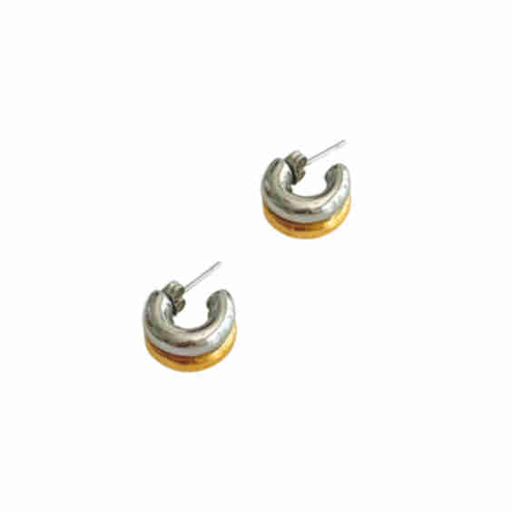 Mini Two-Tone C-Hoop Earrings