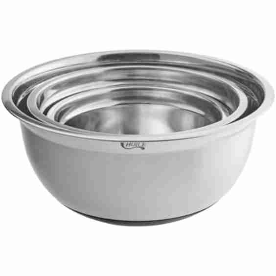  Standard Stainless Steel Mixing Bowl Set with Silicone Bottom - 3/Set