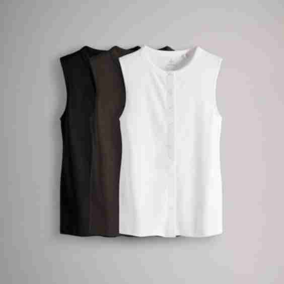 3 Pack Button Through Ribbed Vests