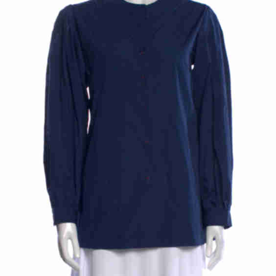 Crew Neck Long Sleeve Button-Up Top