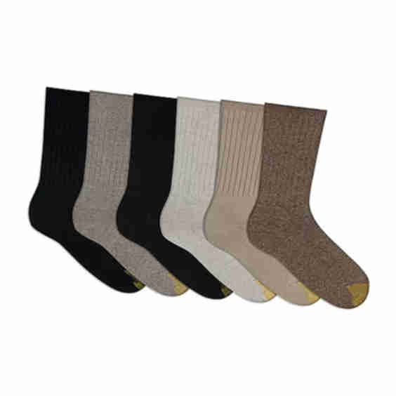 Ribbed Womens 6 Pair Crew Socks