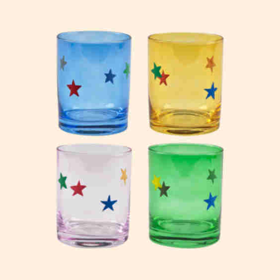 Painted Star Coloured Glass Tumblers (Set Of 4)