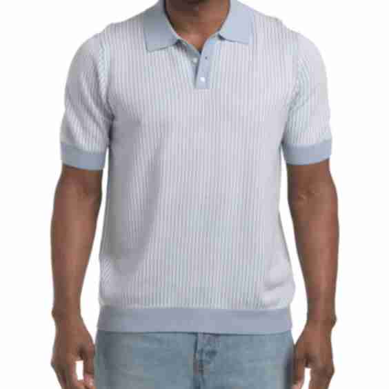 Short Sleeve Striped Sweater Polo Top