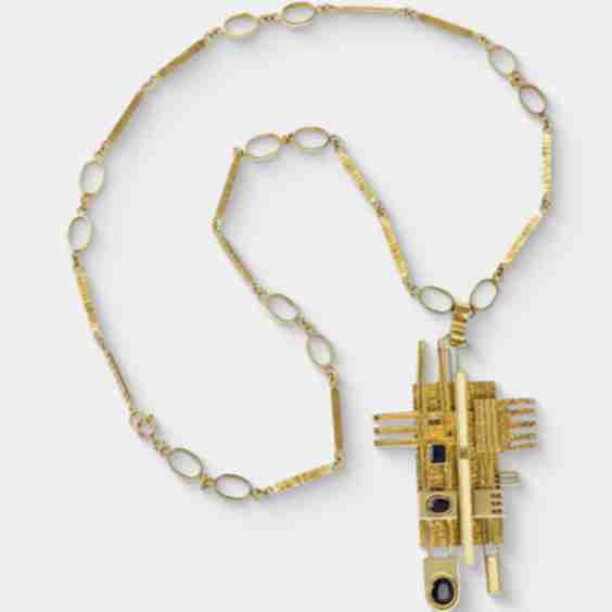 Vintage 1975 Giorgio Facchini 18-Karat Gold Enamel Necklace