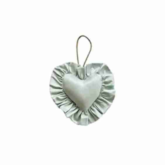 Ruffled Heart Ornament In Silk