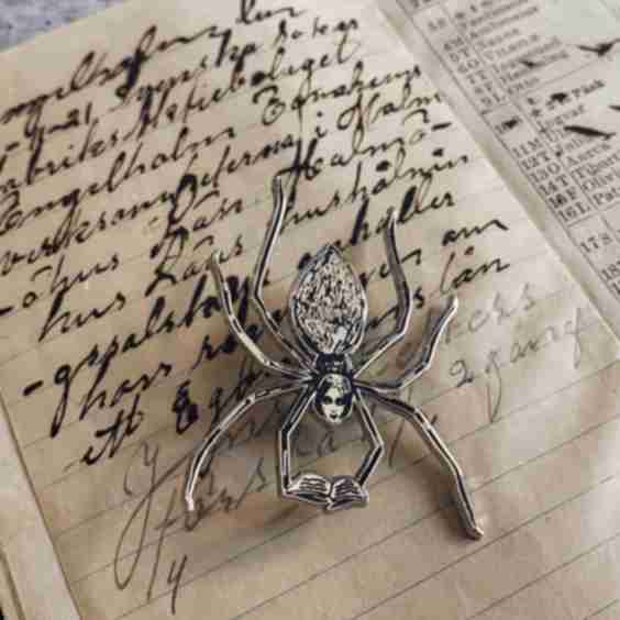 The Reading Spider Cloisonne Pin
