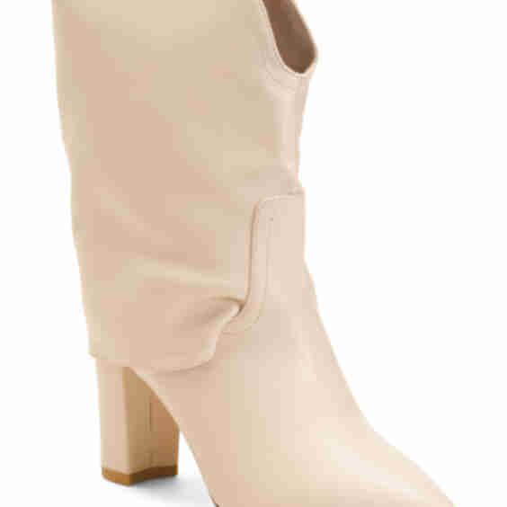 Leather Totally Pointy Toe Fold Over Boots