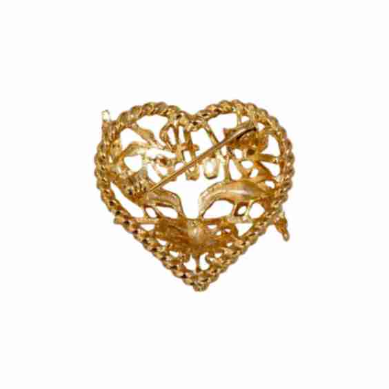 Exclusive Vintage Mother's Day Gold Plated Heart Brooch