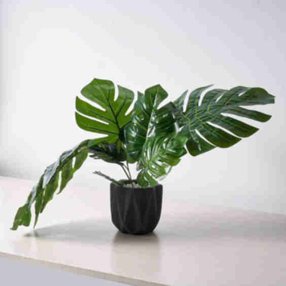 6 Stems Assorted Artificial Silk Tropical Monstera Leaf Plants
