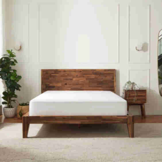 Wooden Bed Frame with Headboard