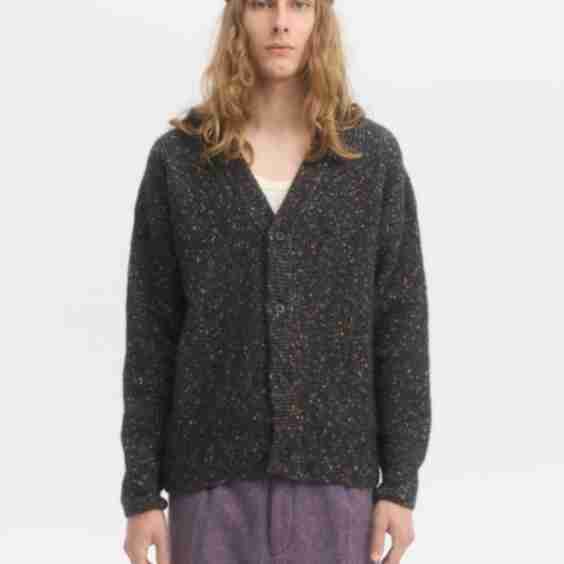 Ink Donegal Multi Tweed Cotton Wool Alpaca Cardigan