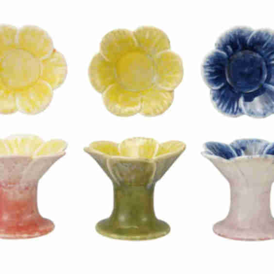 Calla Stoneware Footed Flower Tealight Holder