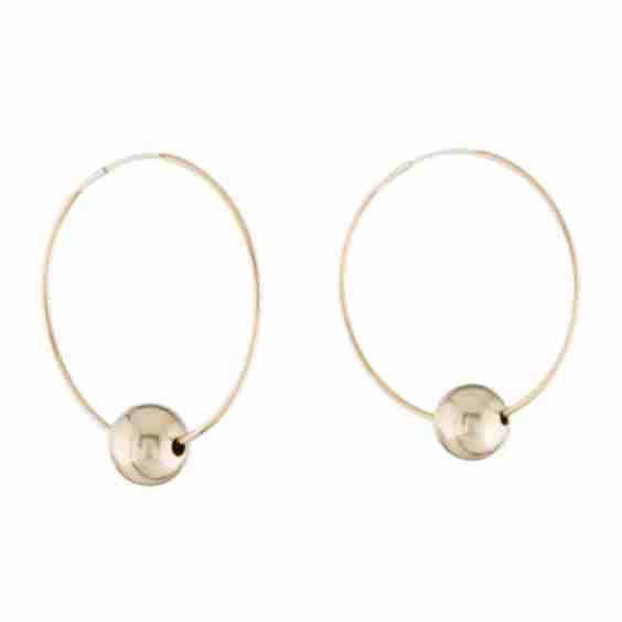 14K Bead Hoop Earrings