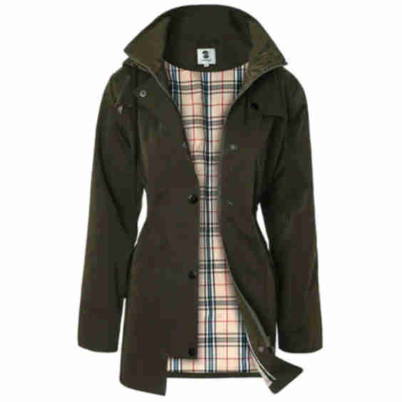 Women's Long Hooded Anorak Style Windbreaker Jacket