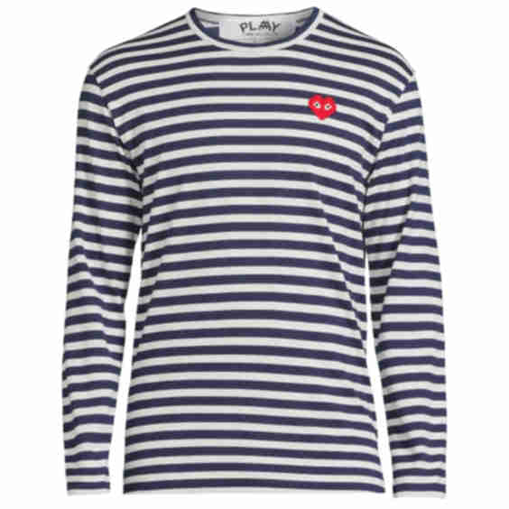 Striped Invader Heart Cotton Long-Sleeve T-Shirt