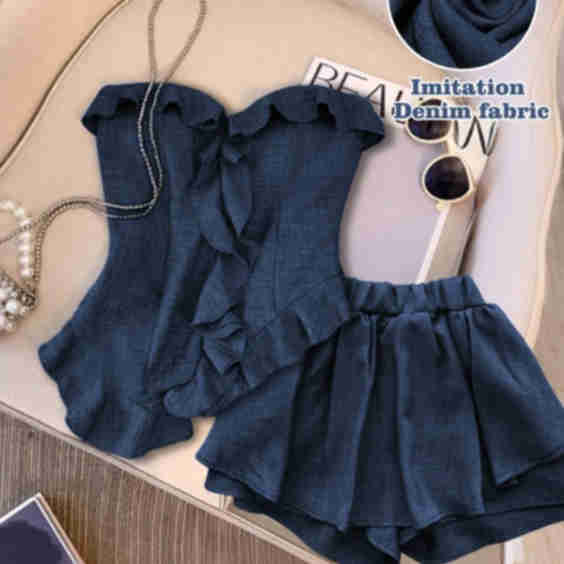Gloweve Asymmetric Ruffle Hem Elegant Top and Pants 2 Pieces Set