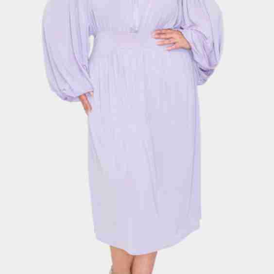 Audrey Gathered Long Sleeve Midi Dress