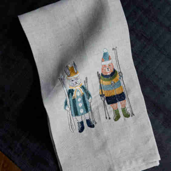 Ski Buddies Dish Towel