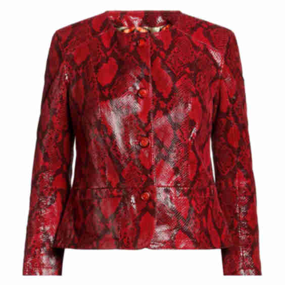 Snakeskin-Print Leather Jacket