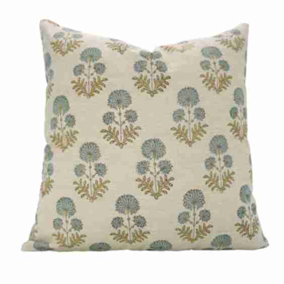 Handblock Linen Blend Pillow Cover - Rishi 20X20 Inch