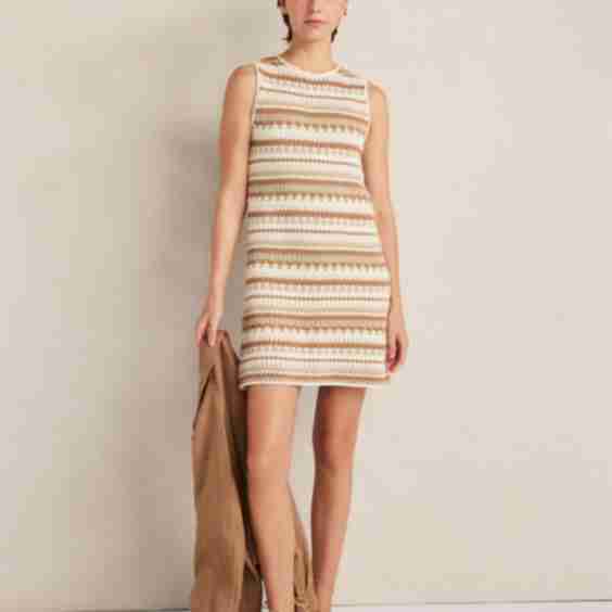 Cotton Textured Stripe Mini Dress