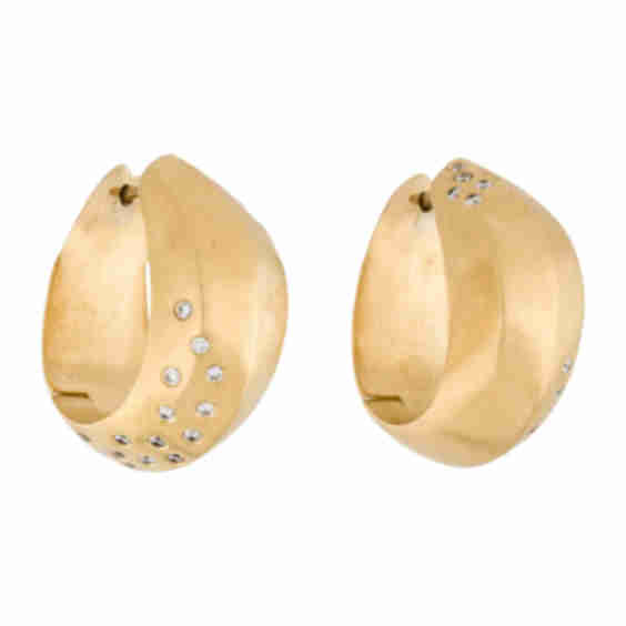 18K Diamond Hinged Hoops