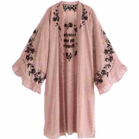 Embroidered Long Line Kimono